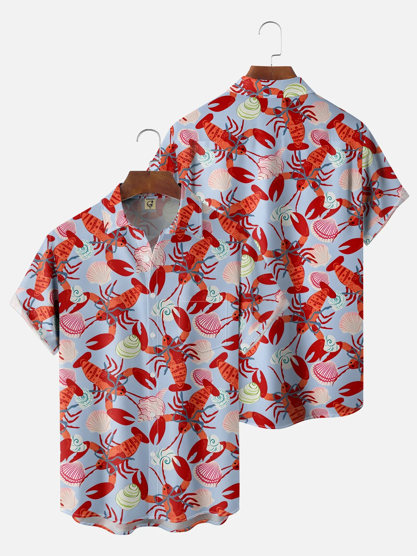 Moisture-wicking Lobster Festival Chest Pocket Hawaiian Shirt