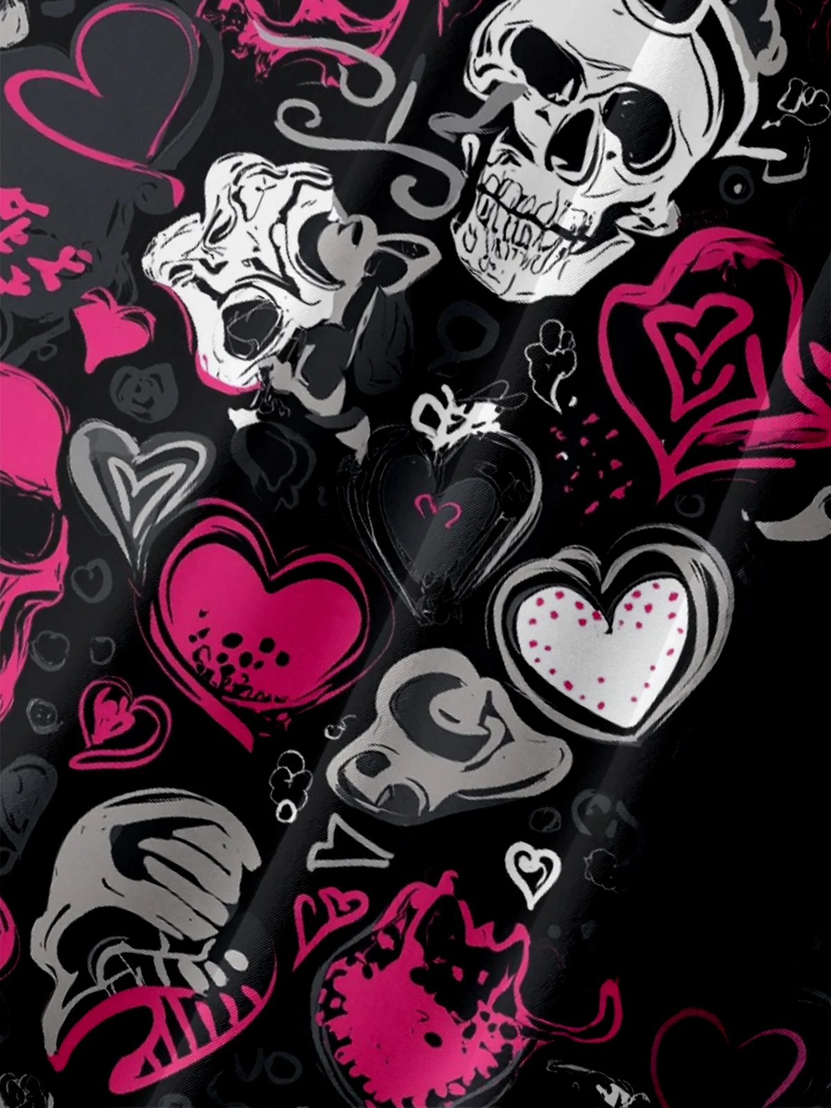 Moisture Wicking Rock Skull Chest Pocket Hawaiian Shirt