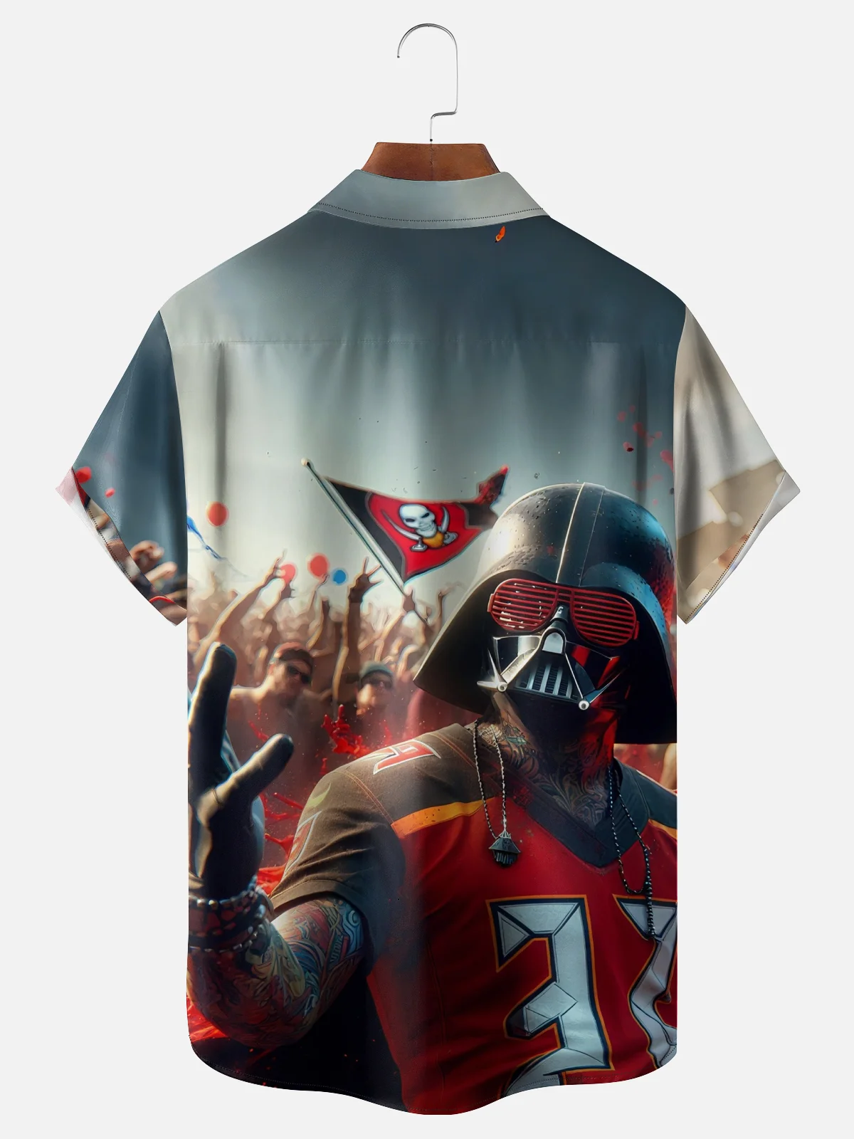 Moisture Wicking Tampa Bay Buccaneers Star Wars Fighter Chest Pocket Hawaiian Shirt