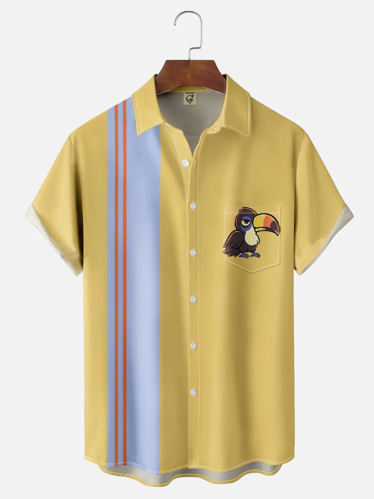 Hardaddy X Techranova Moisture-wicking Parrot Chest Pocket Bowling Shirt