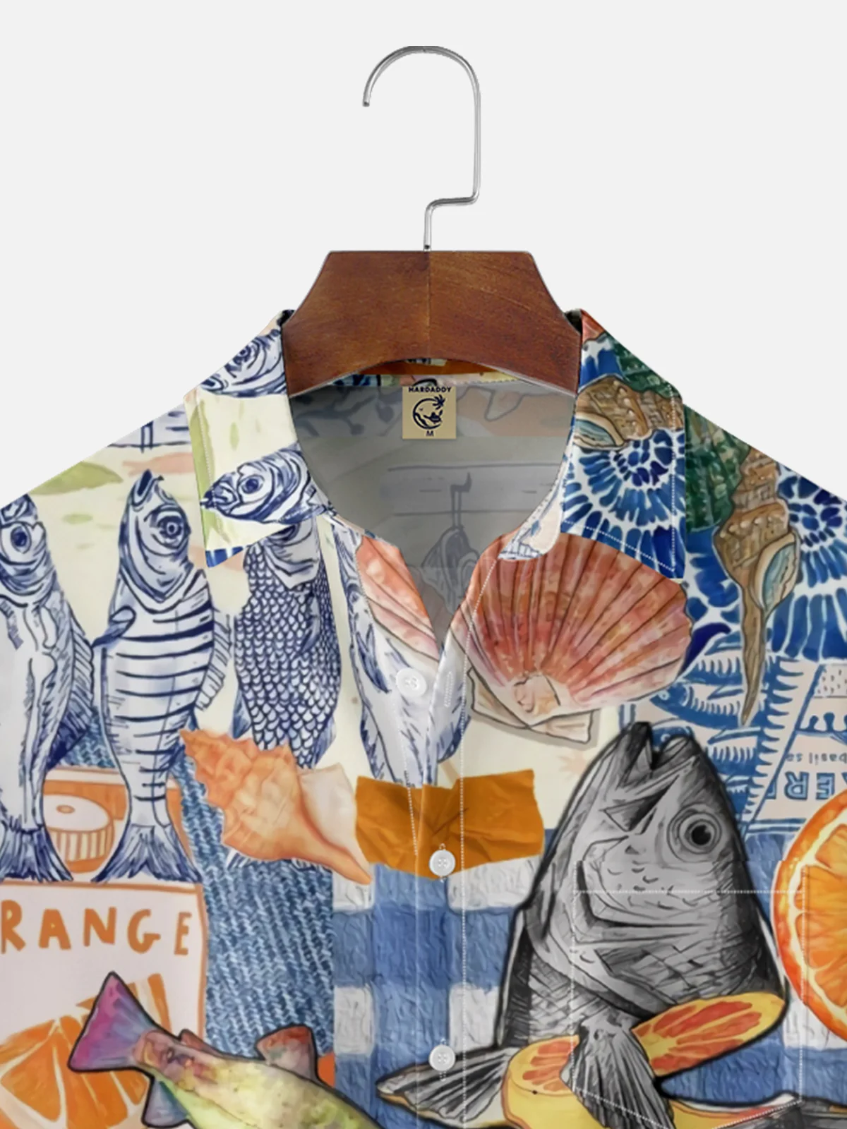 Moisture-wicking Sardine Fish Chest Pocket Hawaiian Shirt