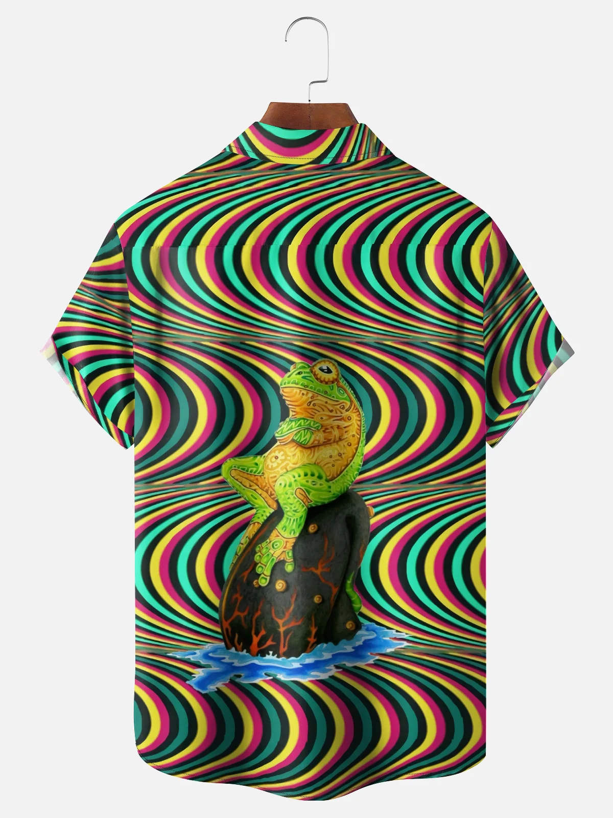 Moisture-wicking Hippie Frog Chest Pocket Casual Shirt