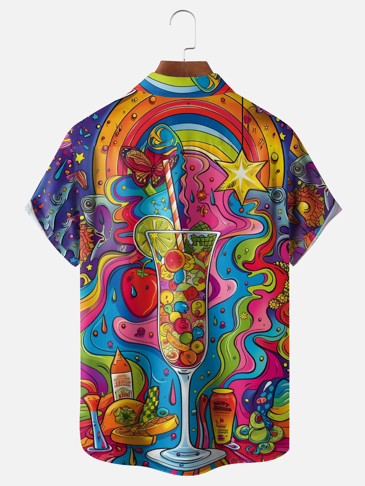 Moisture-wicking Hippie Cocktail Chest Pocket Casual Shirt