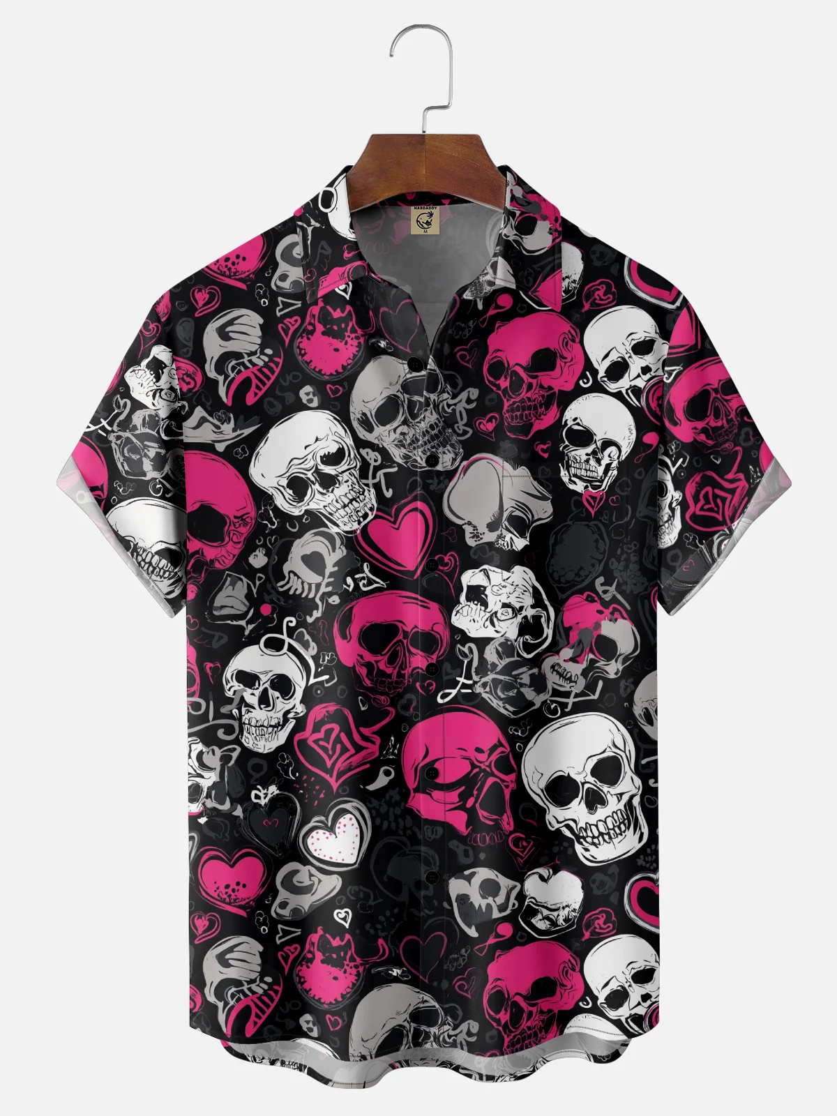 Moisture Wicking Rock Skull Chest Pocket Hawaiian Shirt