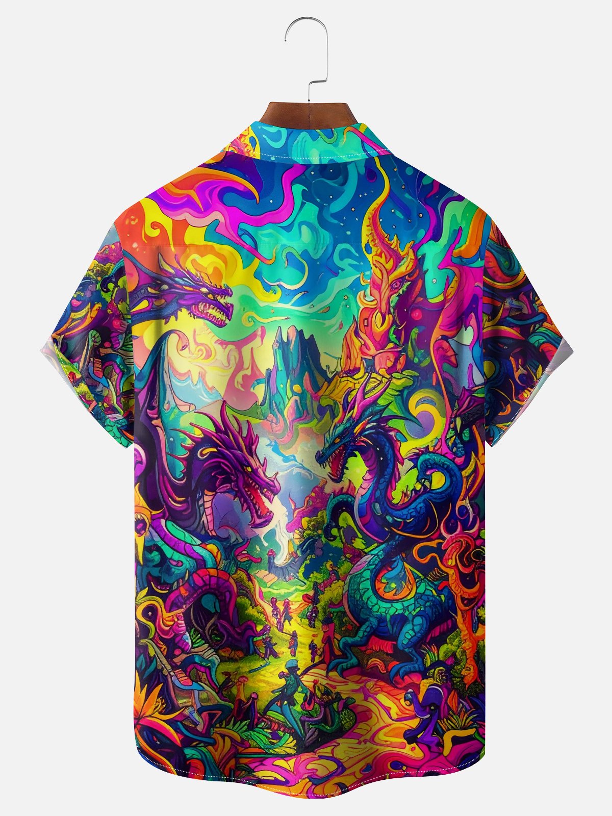 Moisture-wicking Hippie Dragon Chest Pocket Casual Shirt