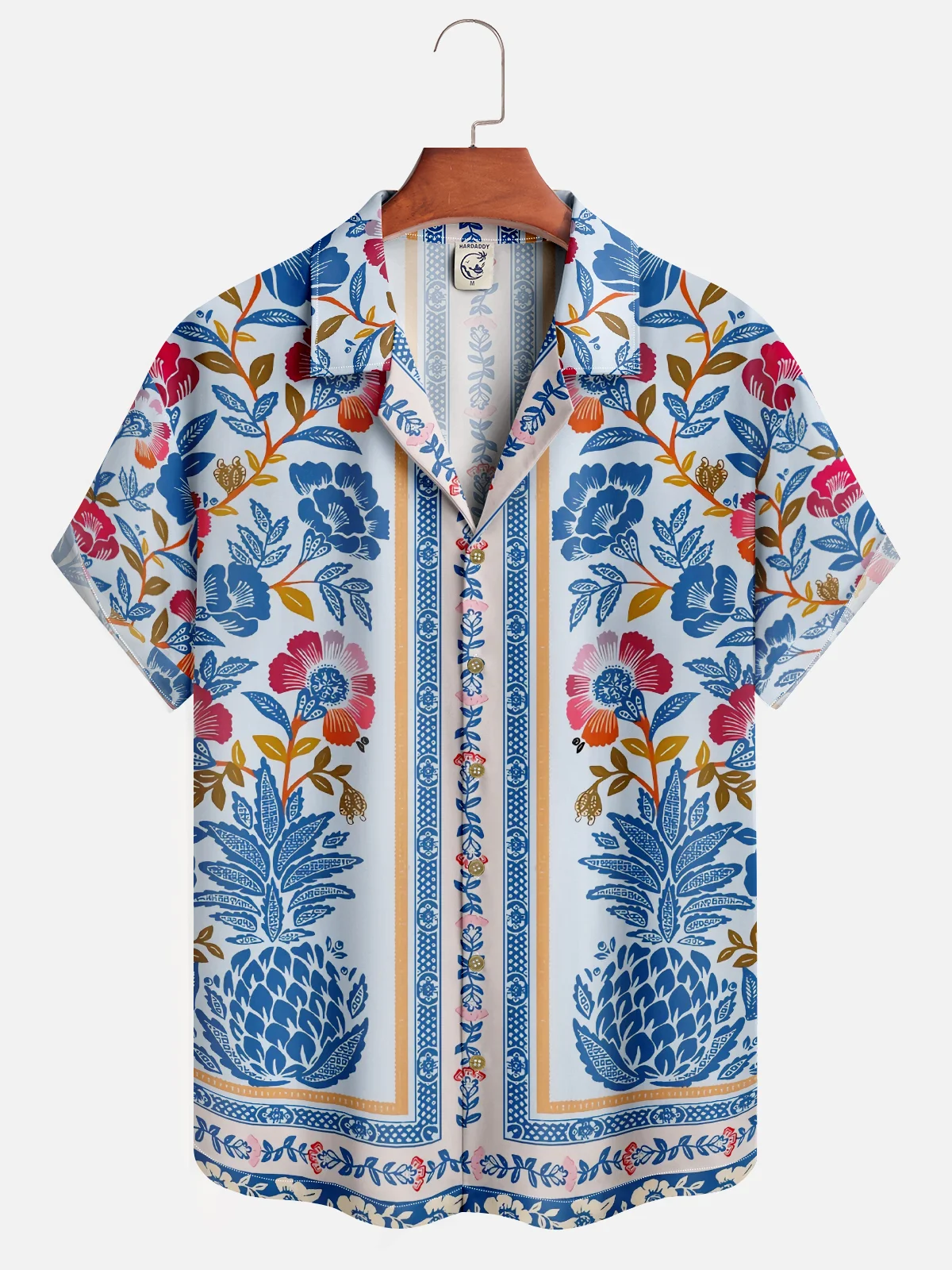 Moisture-wicking Italian Style Mediterranean Floral Aloha Shirt