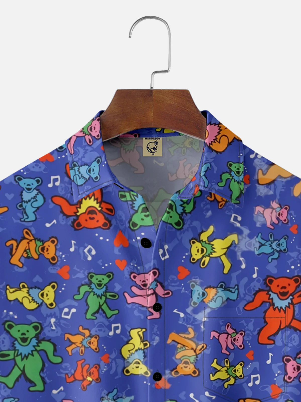 Moisture-wicking Rock Music Bear Chest Pocket Casual Shirt