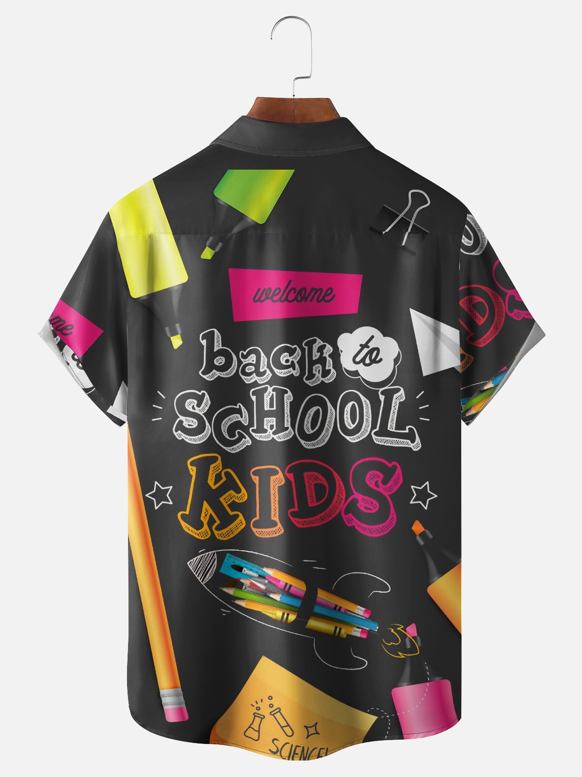 Moisture-wicking Back to School Chest Pocket Casual Shirt