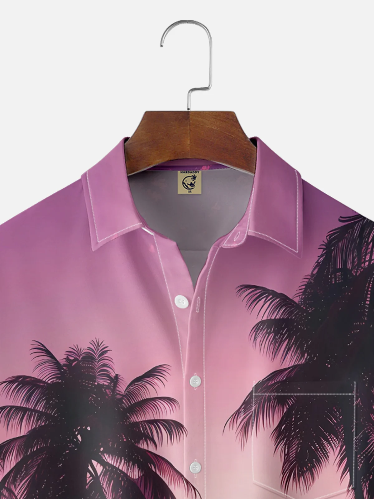 Moisture-wicking Palm Tree Chest Pocket Hawaiian Shirt