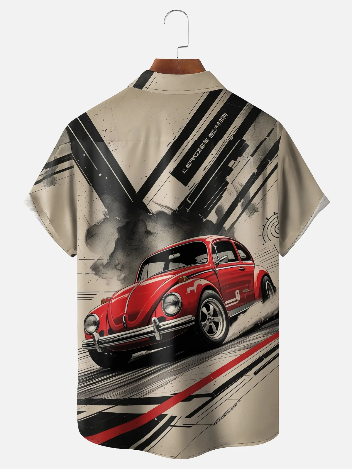 Moisture-wicking Vintage Car Racing Chest Pocket Casual Shirt