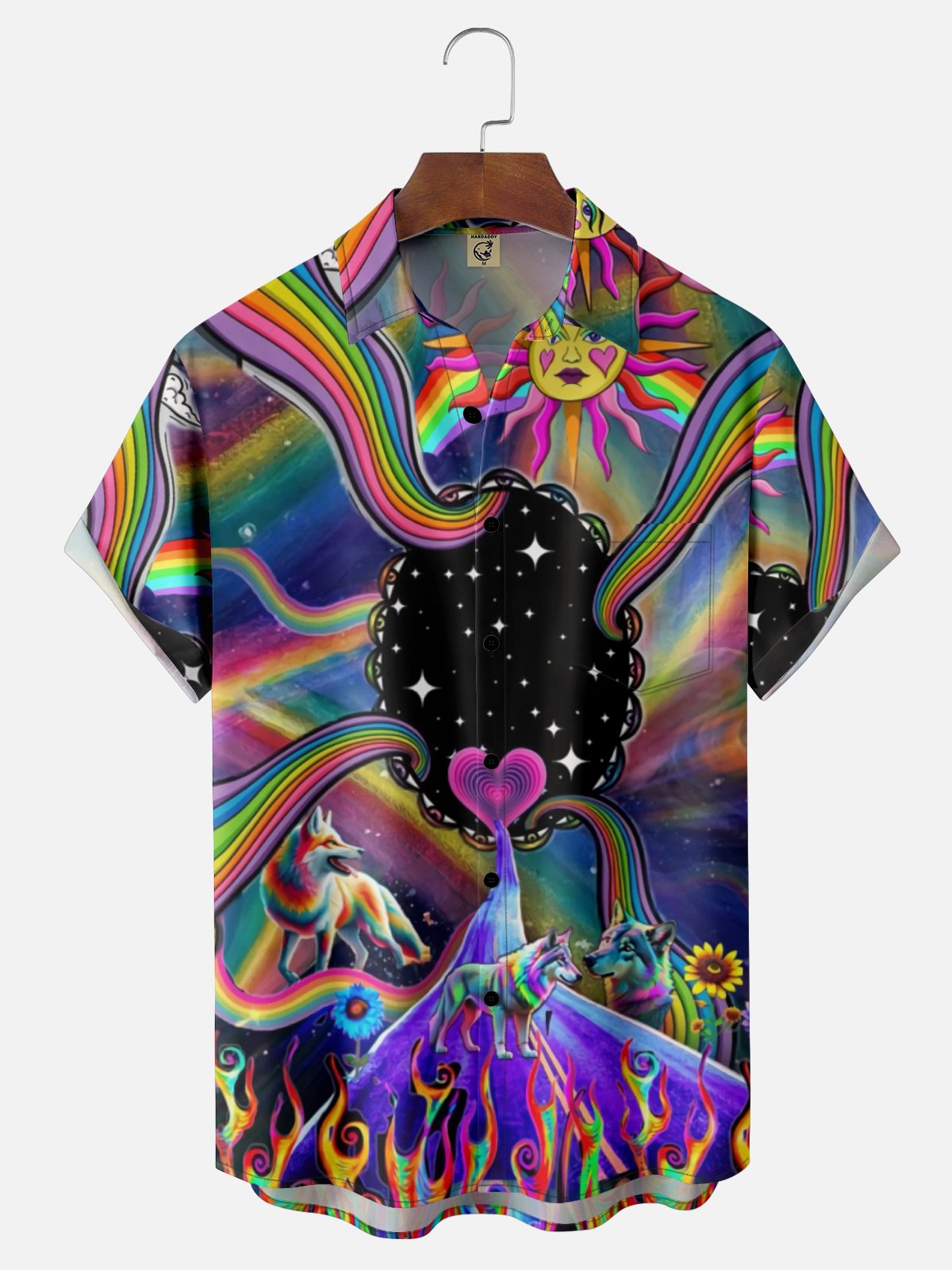 Moisture-wicking Hippie Art Chest Pocket Casual Shirt