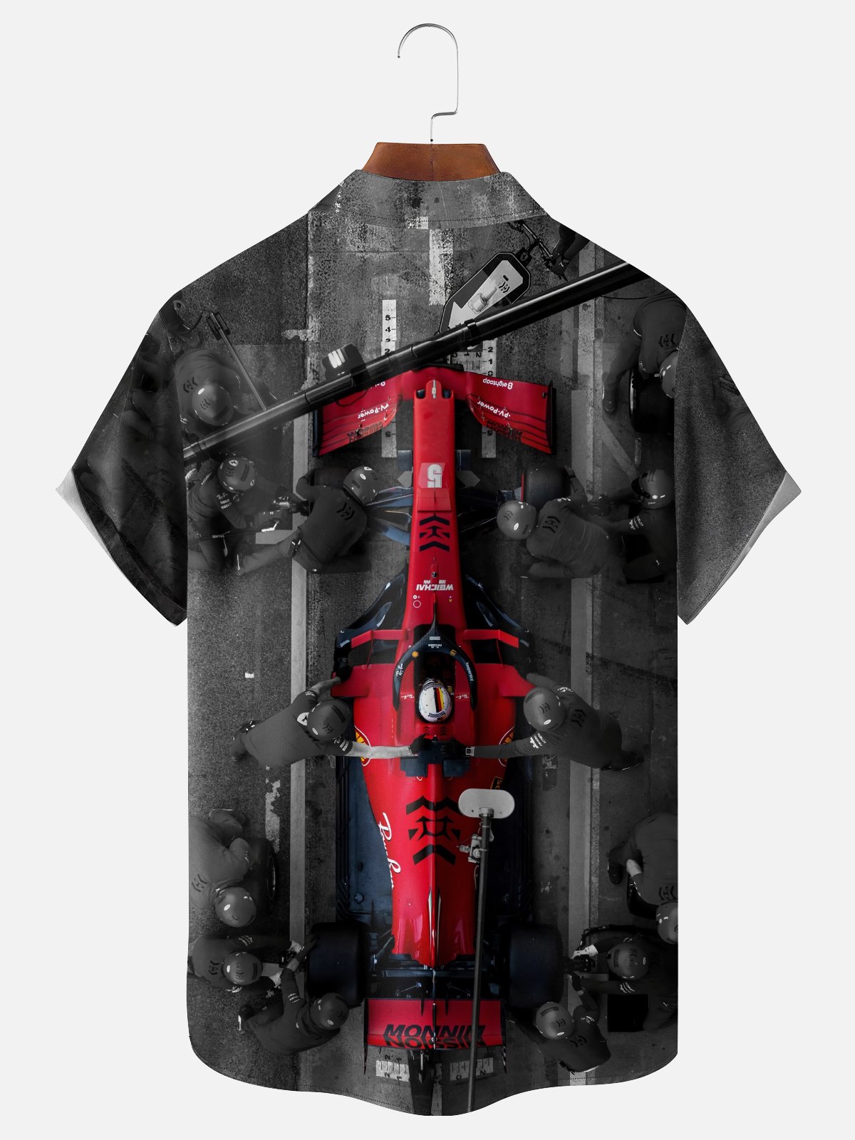 Moisture-wicking F1 Racing Car Chest Pocket Casual Shirt