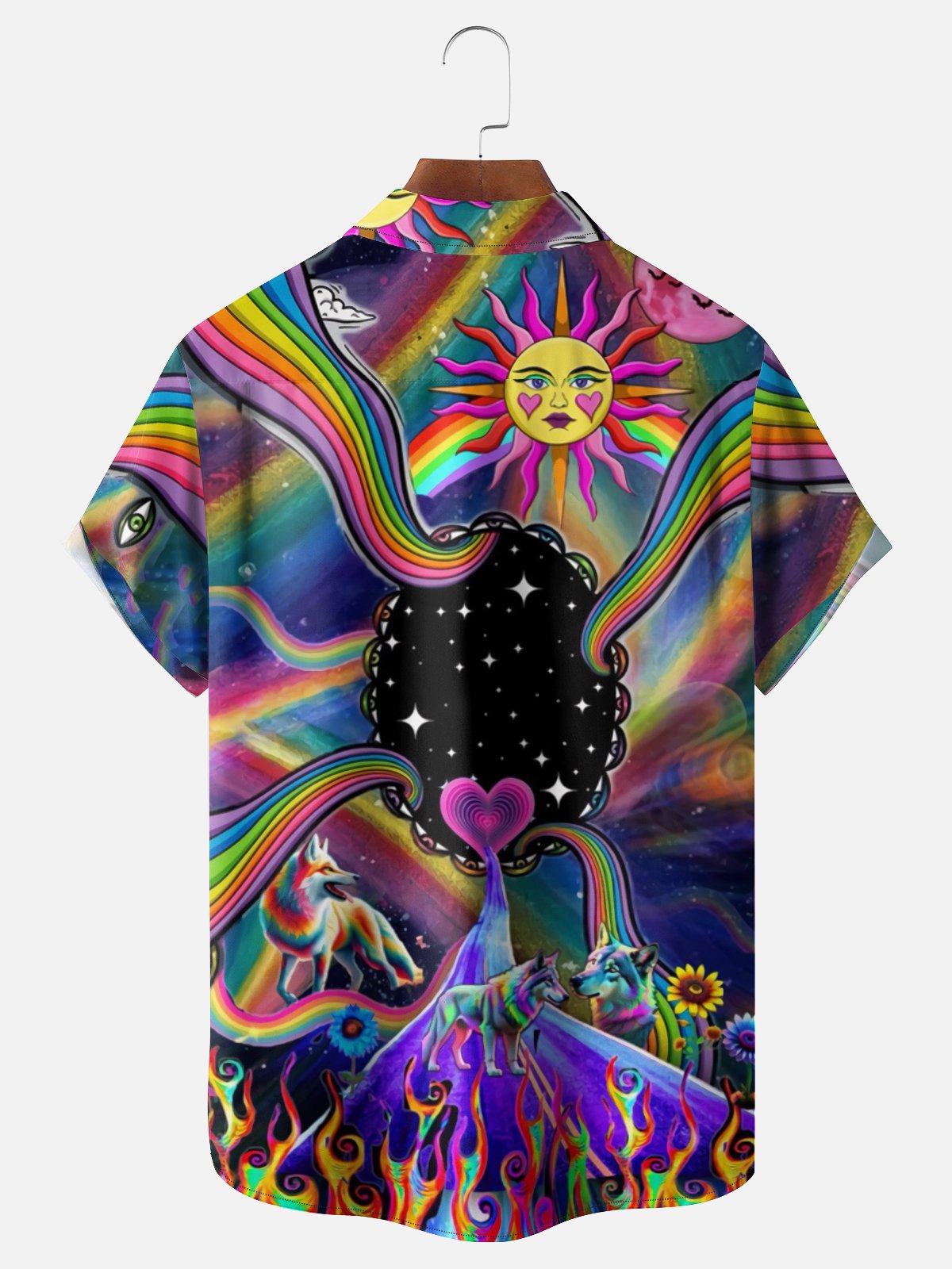 Moisture-wicking Hippie Art Chest Pocket Casual Shirt