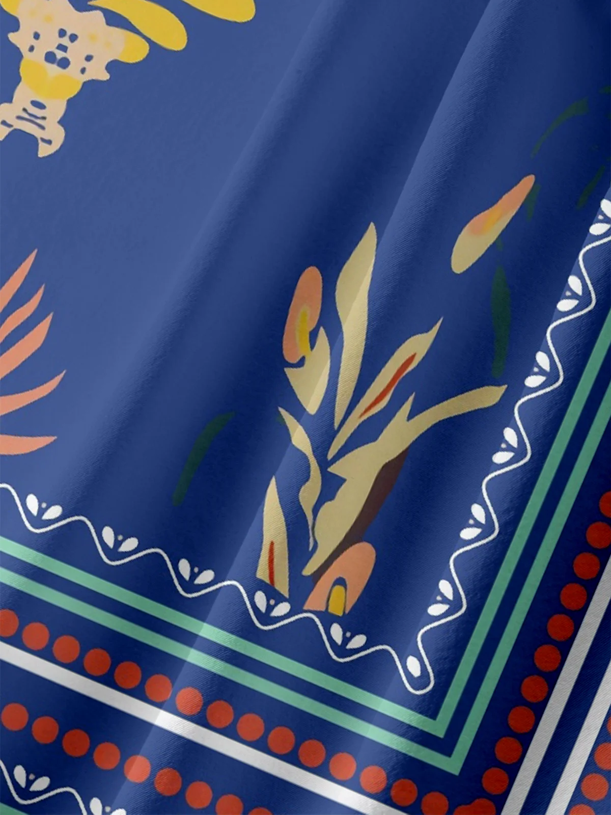 Moisture-wicking Italian Style Mediterranean Pattern Chest Pocket Resort Shirt