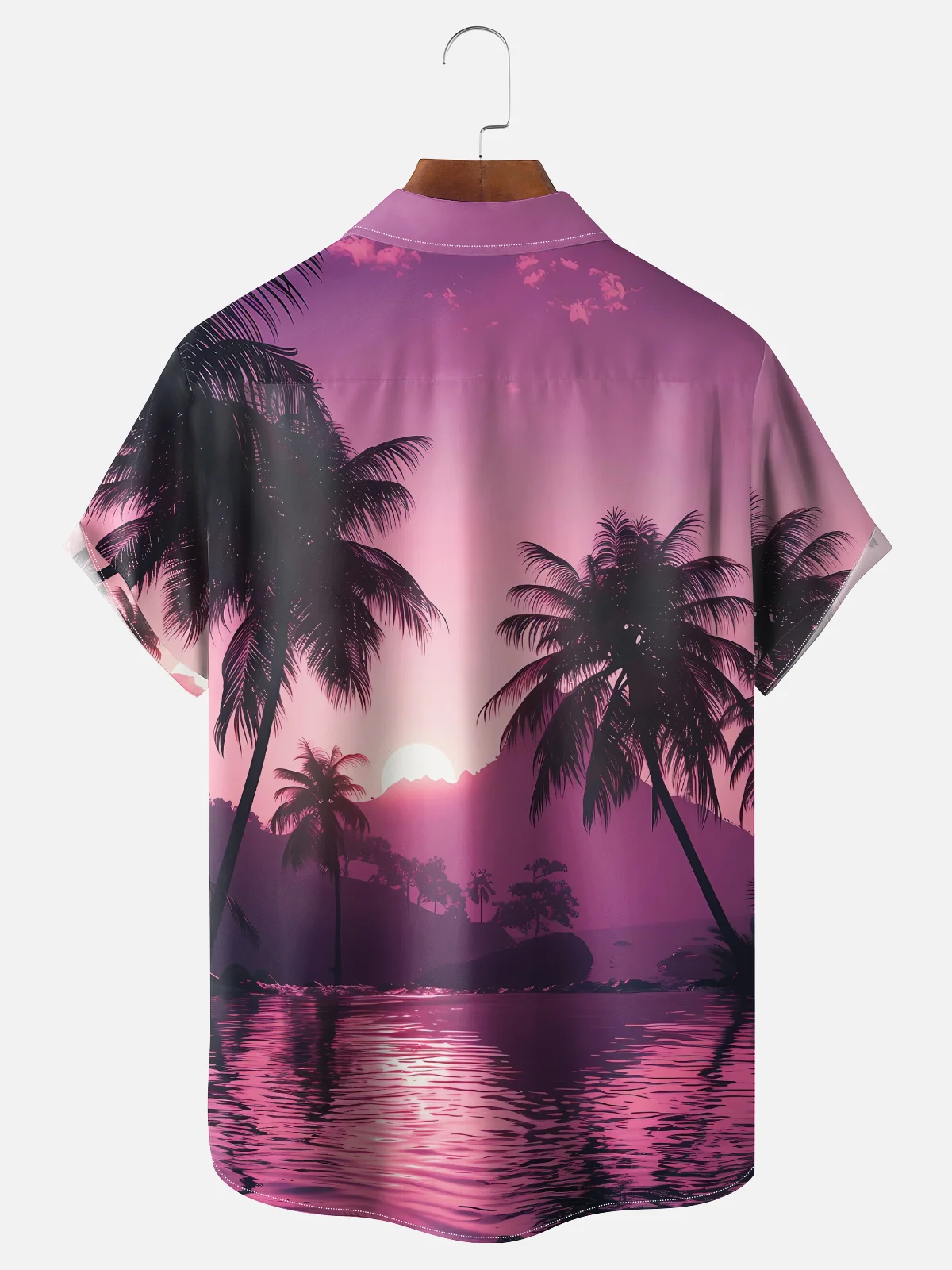 Moisture-wicking Palm Tree Chest Pocket Hawaiian Shirt