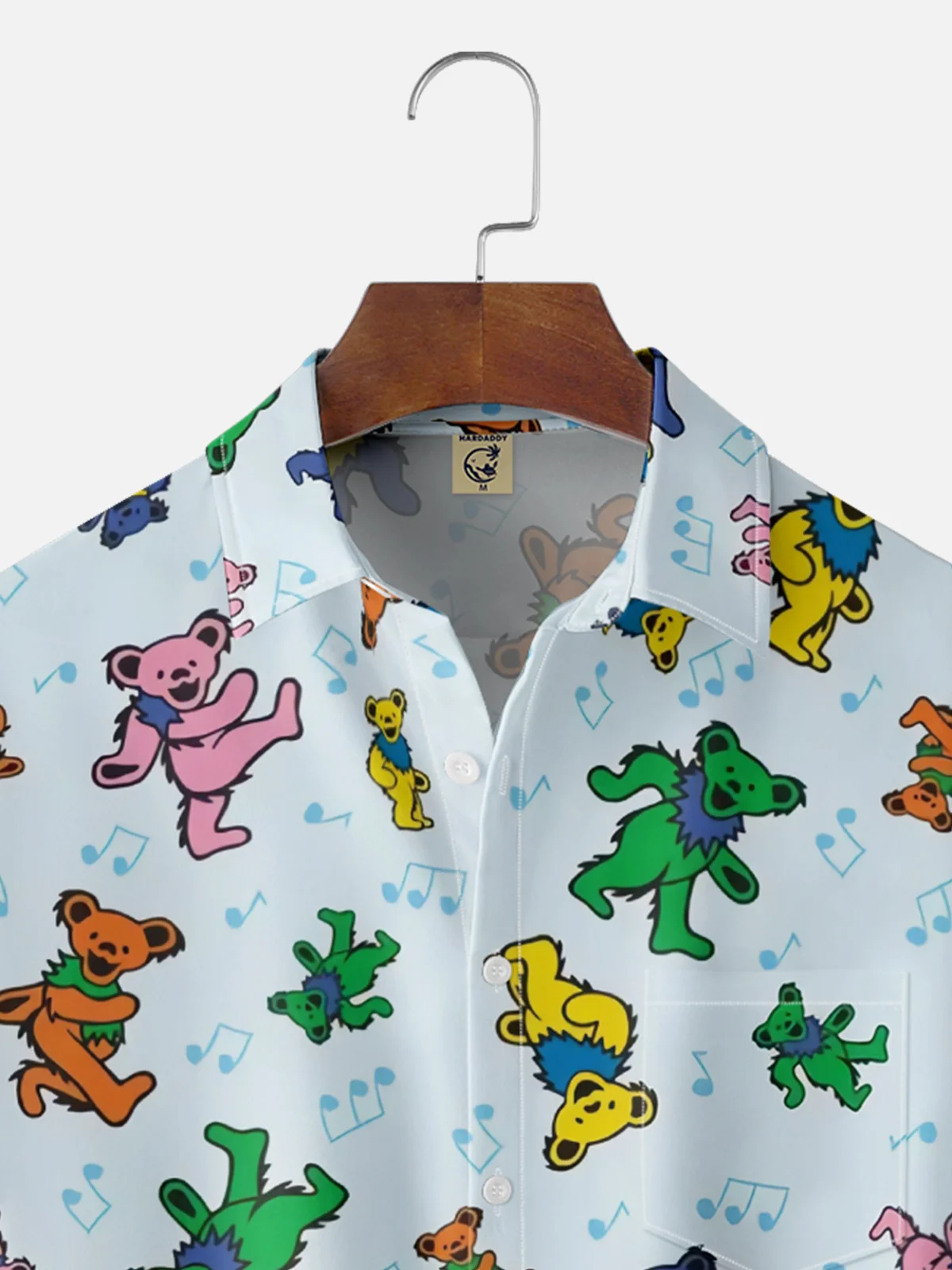 Moisture-wicking Rock Music Bear Chest Pocket Casual Shirt