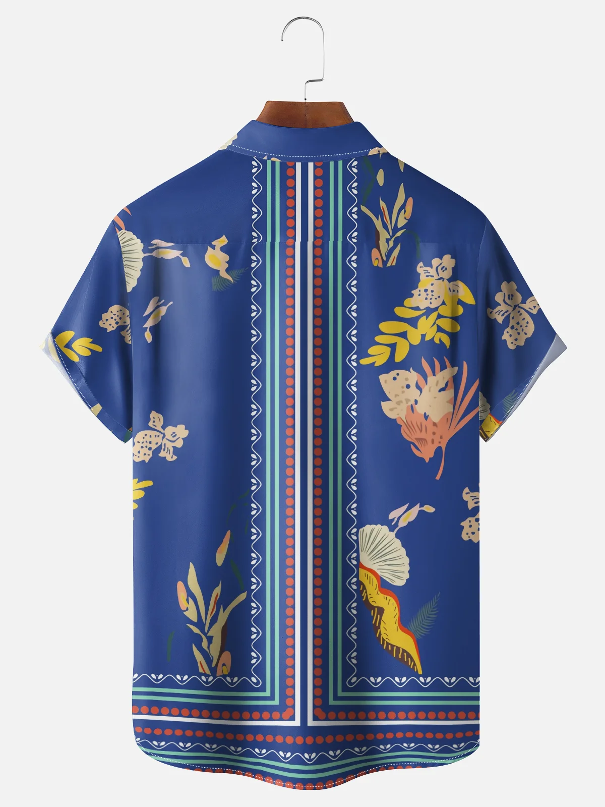 Moisture-wicking Italian Style Mediterranean Pattern Chest Pocket Resort Shirt