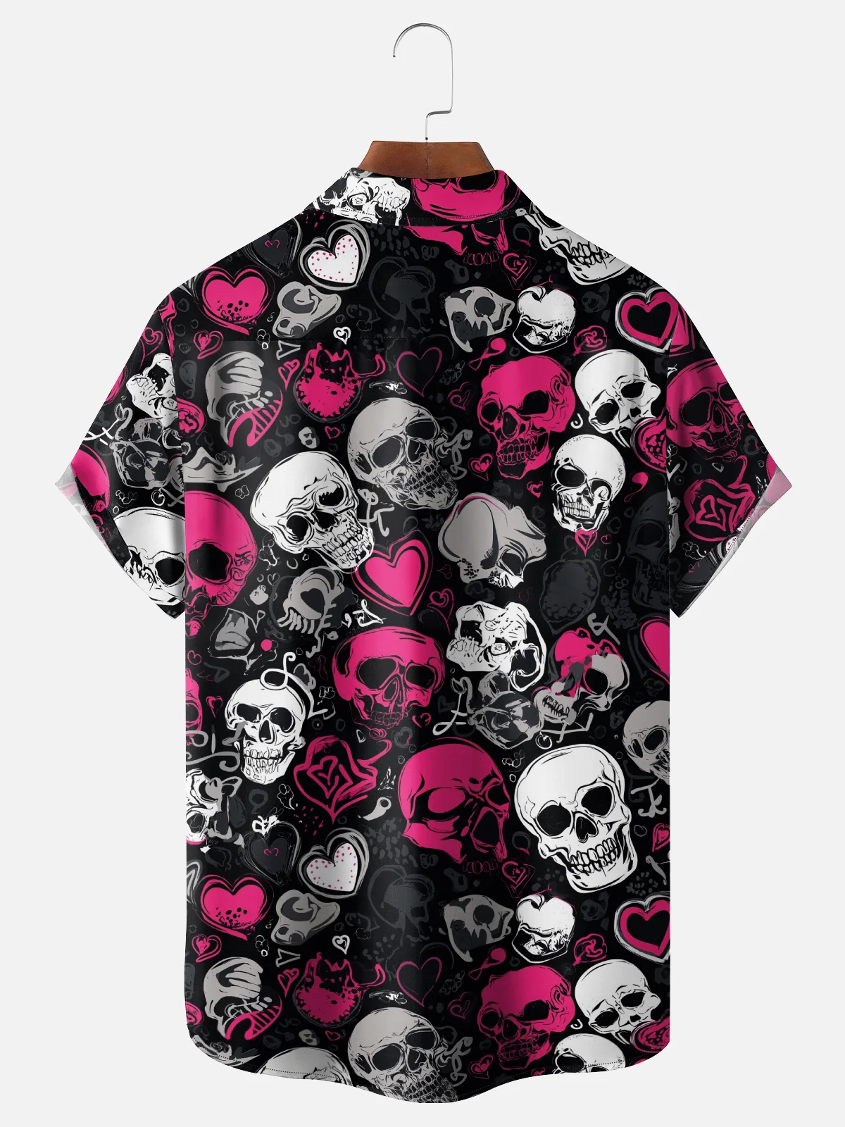 Moisture Wicking Rock Skull Chest Pocket Hawaiian Shirt