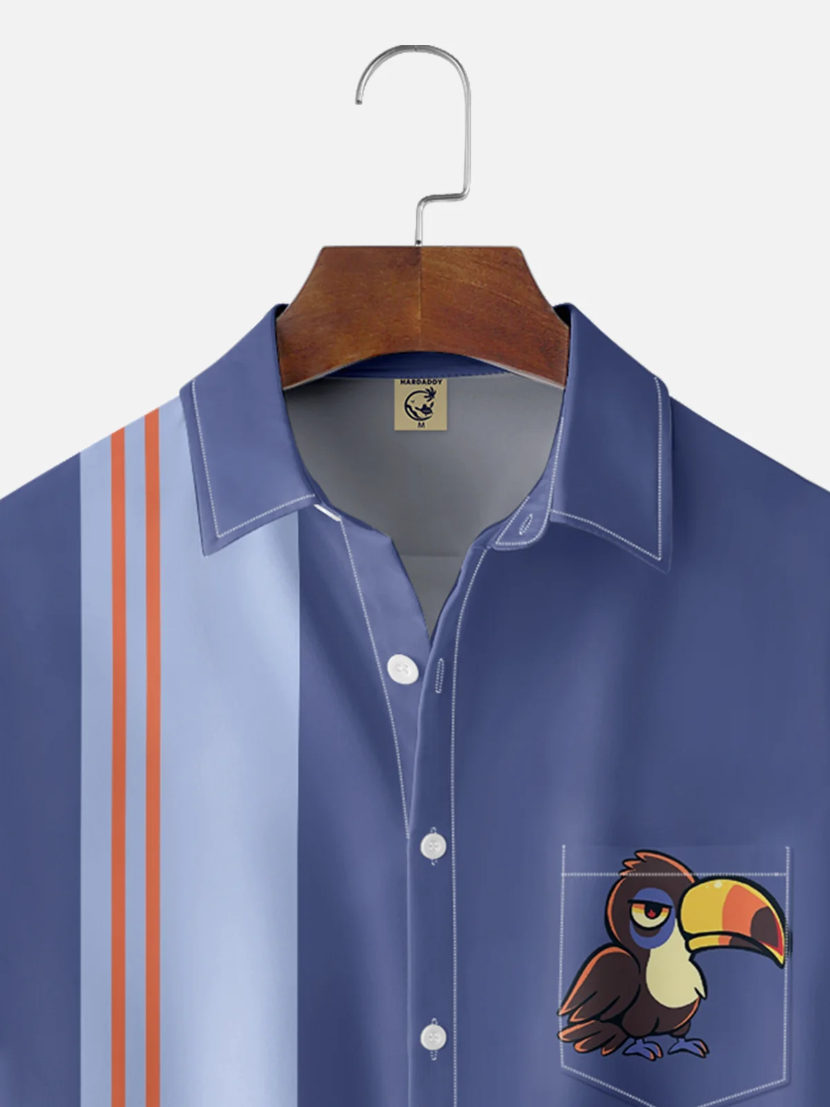 Hardaddy X Techranova Moisture-wicking Parrot Chest Pocket Bowling Shirt