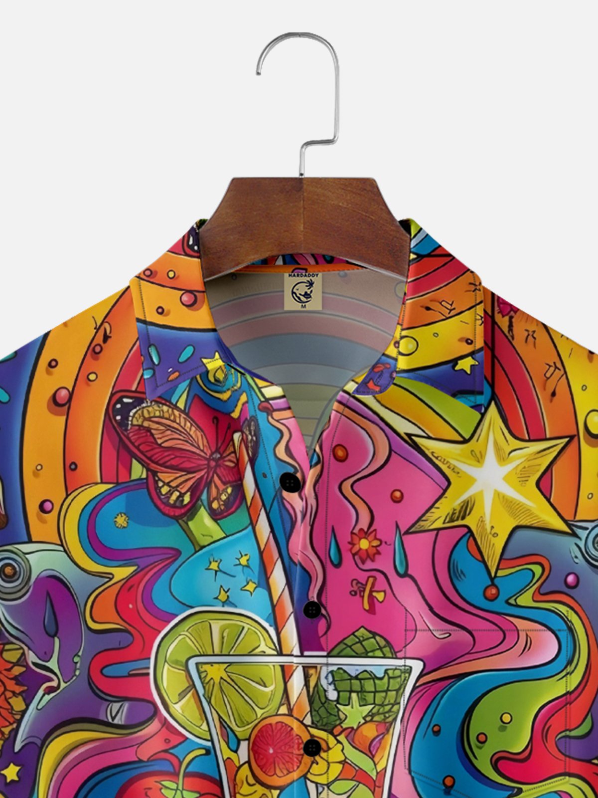 Moisture-wicking Hippie Cocktail Chest Pocket Casual Shirt