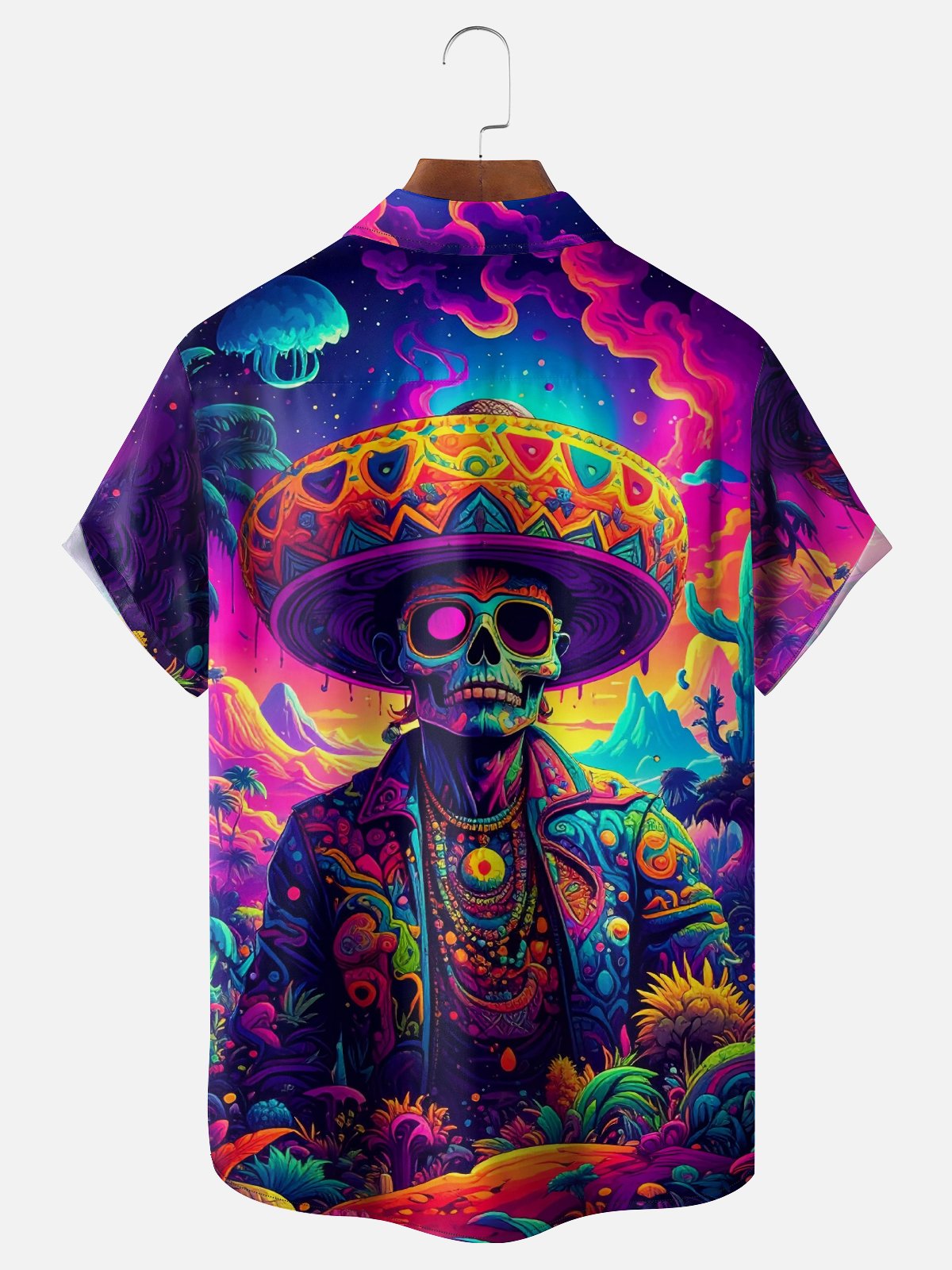 Moisture-wicking Mexican Day of the Dead Chest Pocket Casual Shirt