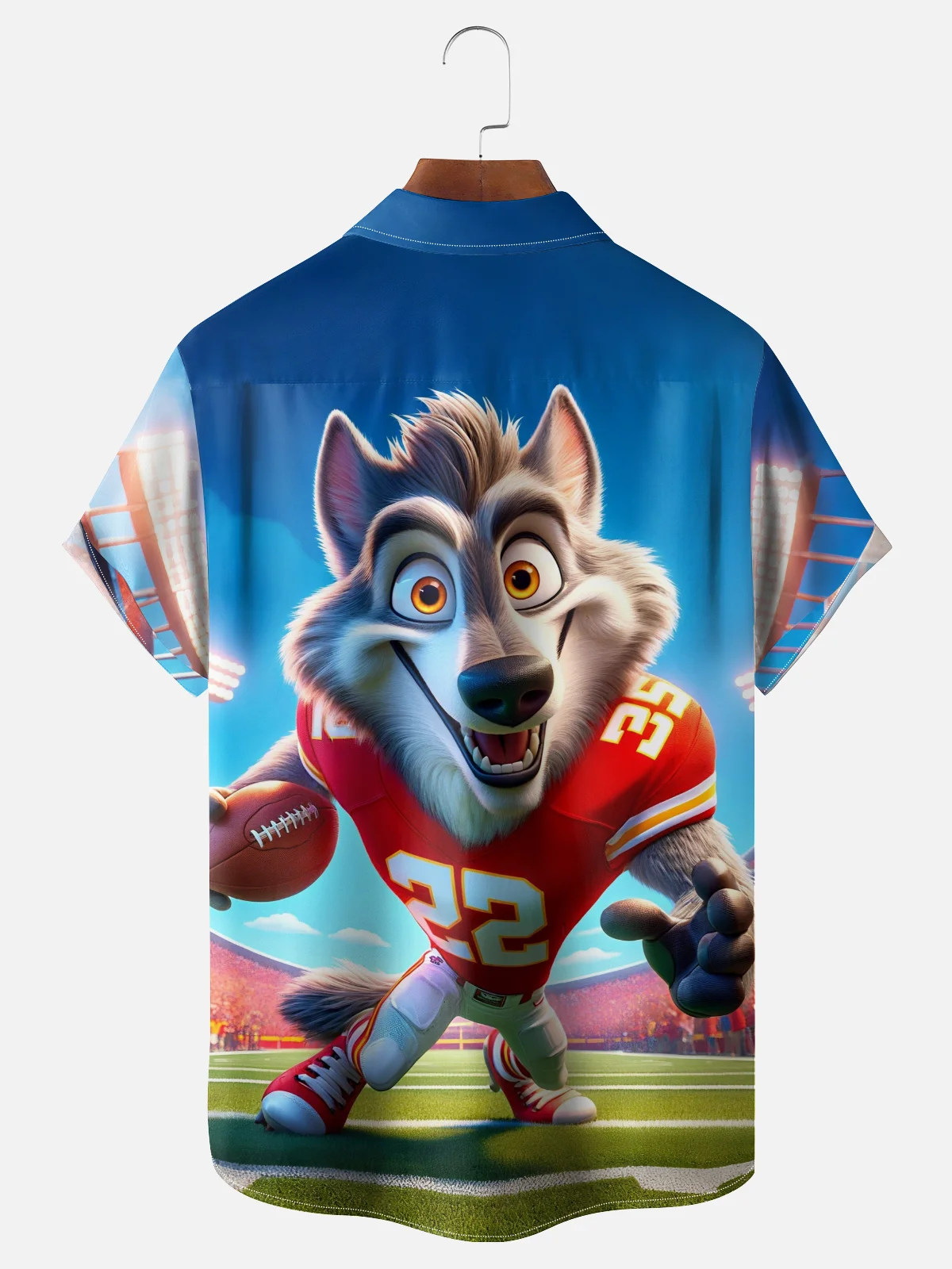 Moisture Wicking Super Bowl Football Chest Pocket Hawaiian Shirt