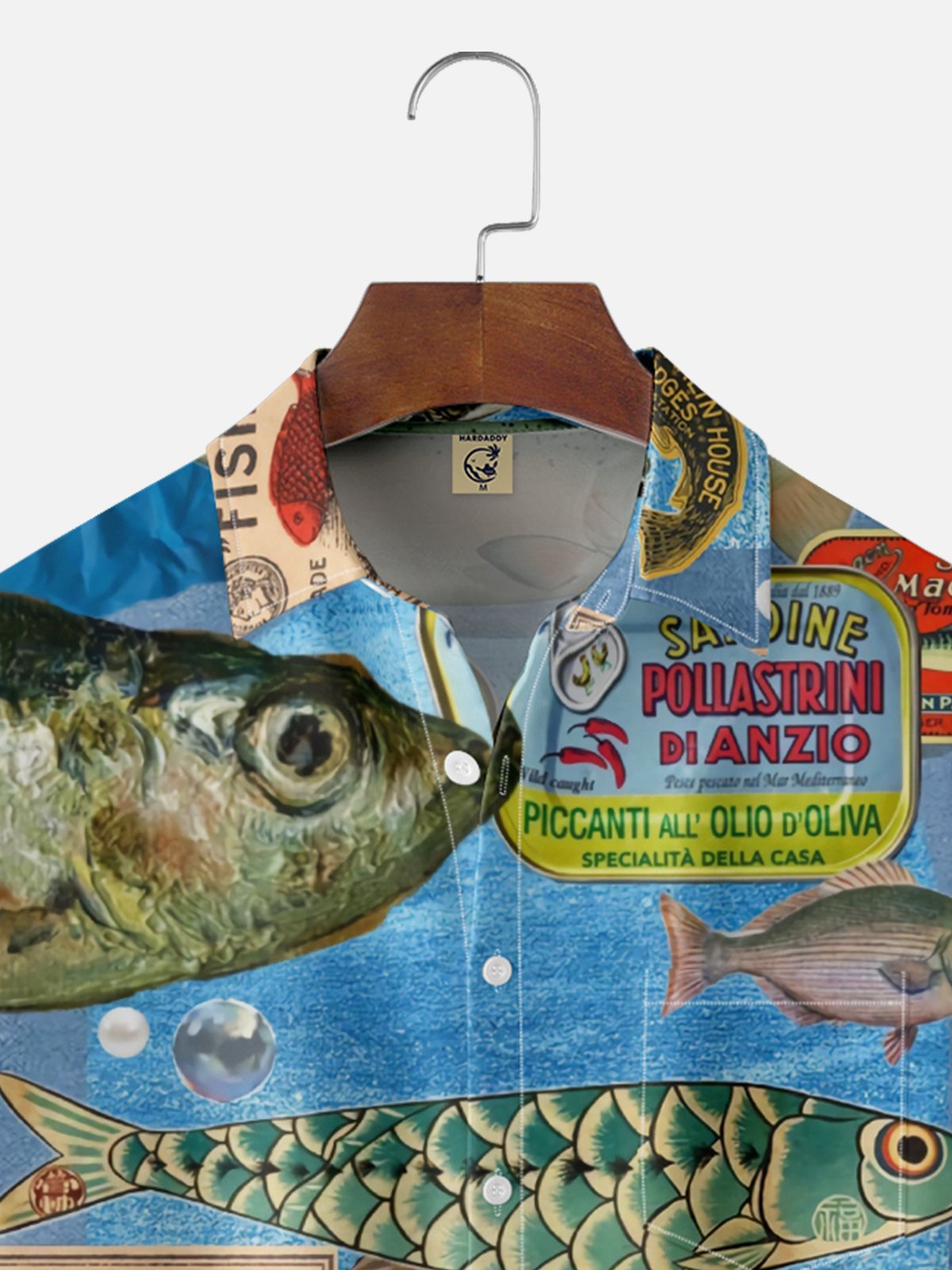 Moisture-wicking Sardine Fish Chest Pocket Hawaiian Shirt