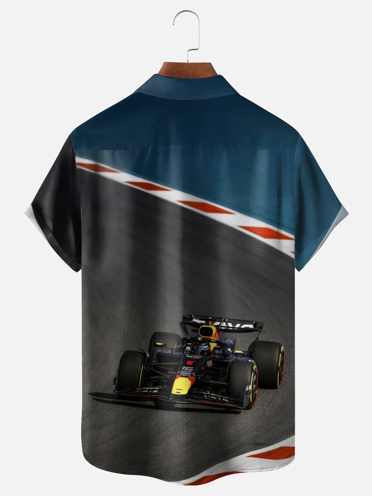 Moisture-wicking F1 Racing Car Chest Pocket Casual Shirt