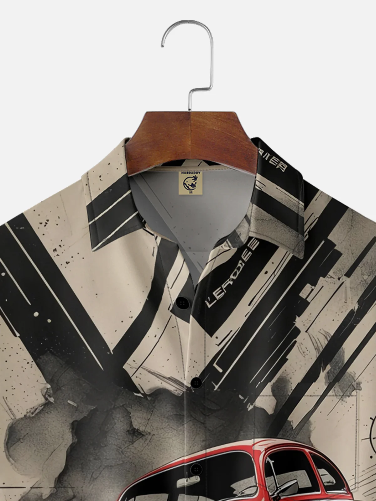 Moisture-wicking Vintage Car Racing Chest Pocket Casual Shirt