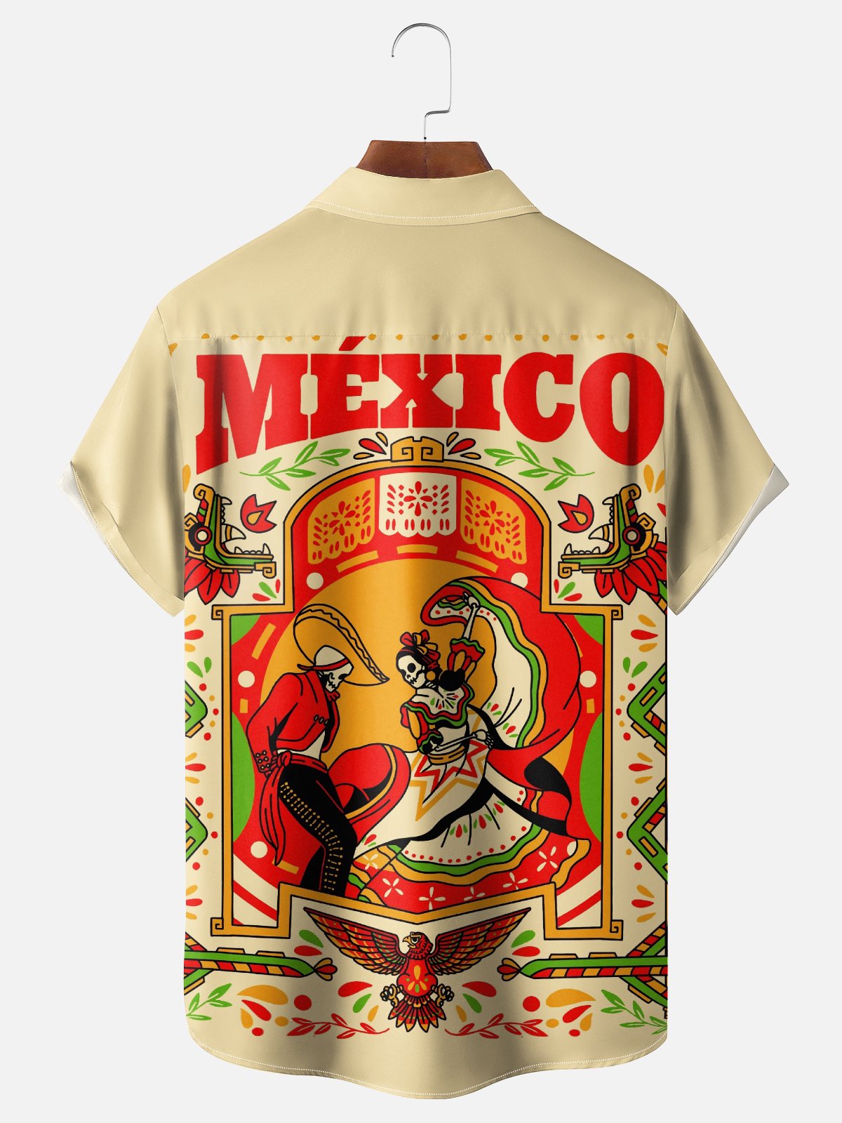 Moisture-wicking Mexican Day of the Dead Jarabe Tapatío Chest Pocket Hawaiian Shirt