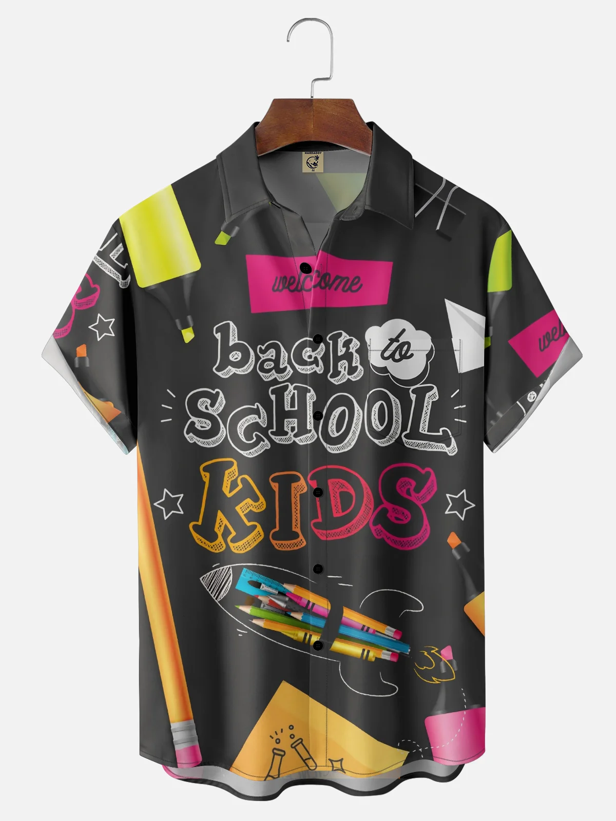 Moisture-wicking Back to School Chest Pocket Casual Shirt