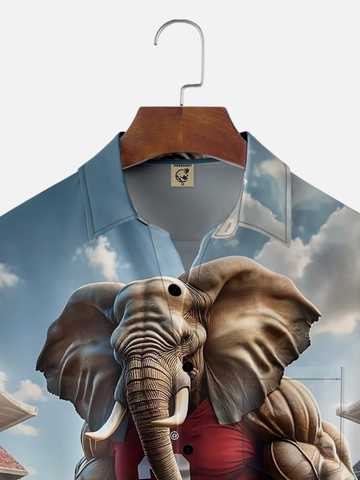 Tall Size Moisture-wicking Alabama Football Super Elephant Red Chest Pocket Casual Shirt