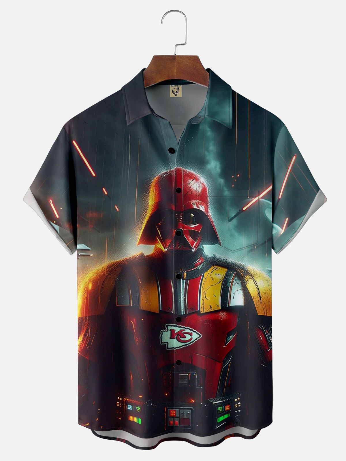 Moisture Wicking Kansas City Chiefs Star Wars Chest Pocket Hawaiian Shirt