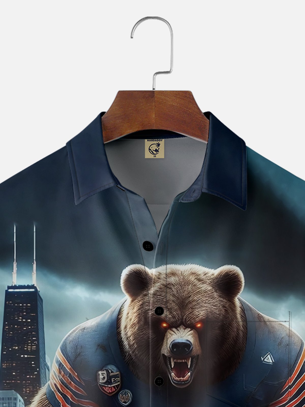 Tall Size Moisture-wicking Chicago Football Art Brown Bears Chest Pocket Casual Shirt