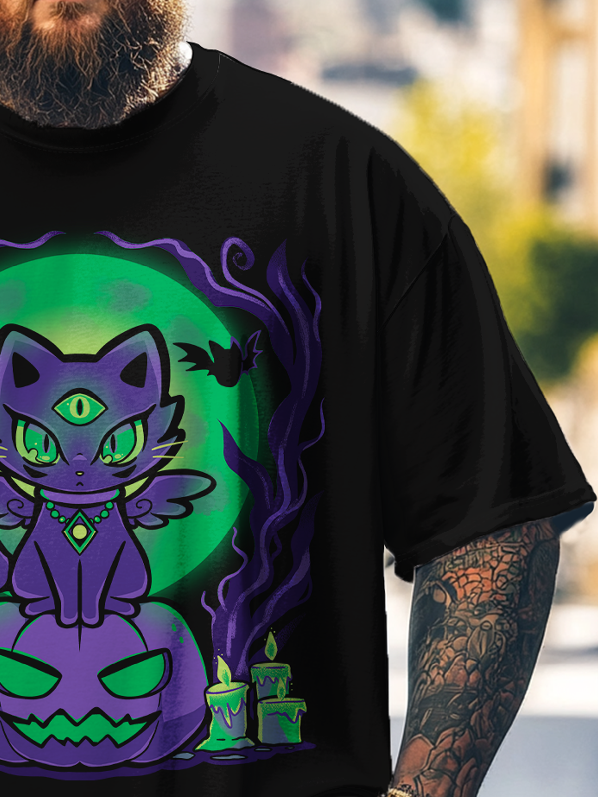 Hardaddy x Techranova Big Size Men's Halloween Fun Pumpkin Loose T-shirt