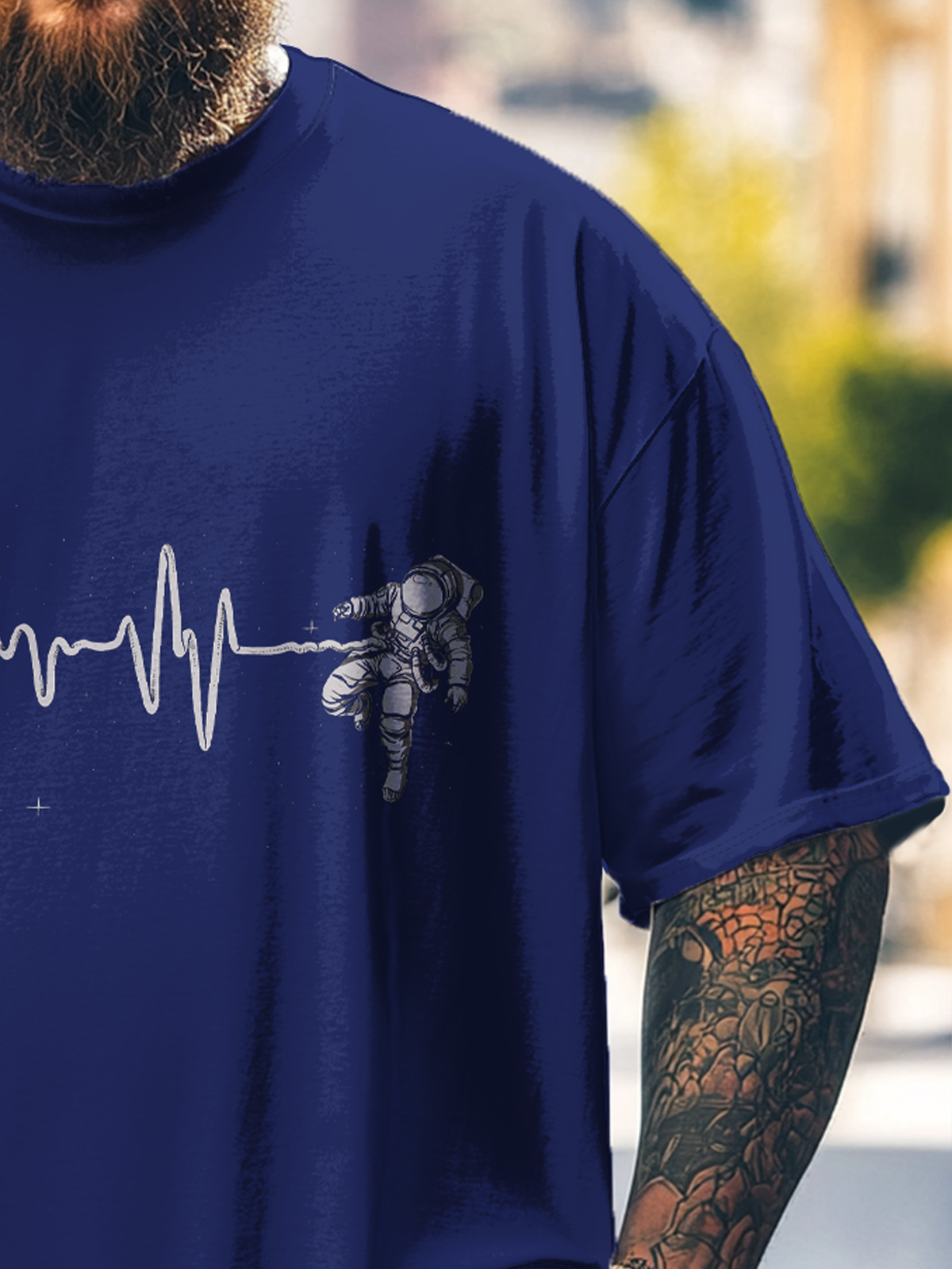 Hardaddy x Digital Carbine Big Size Men's Astronaut's Heartbeat Loose T-shirt