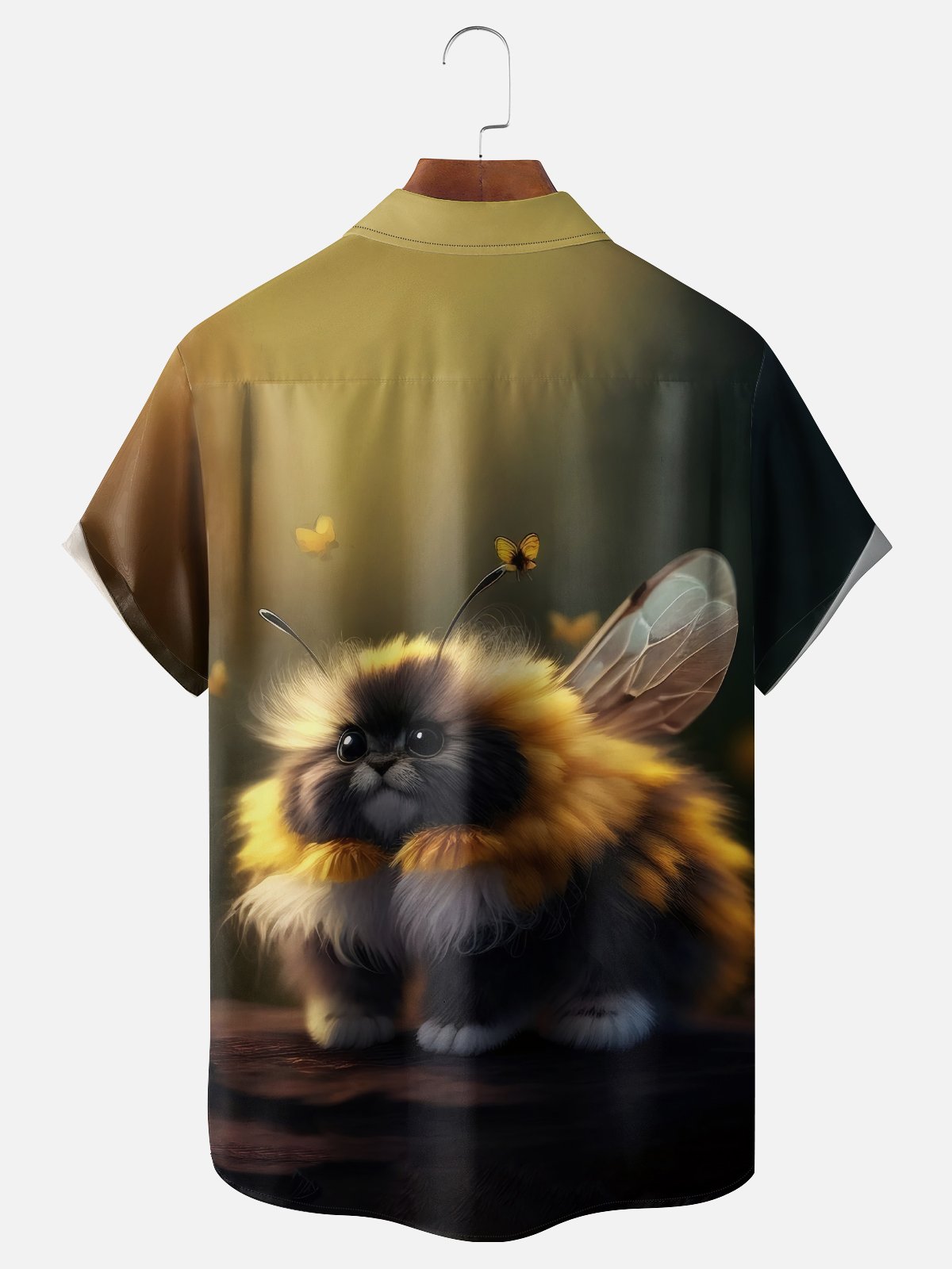 Moisture-wicking Fun Bee Cat Funny Chest Pocket Casual Shirt