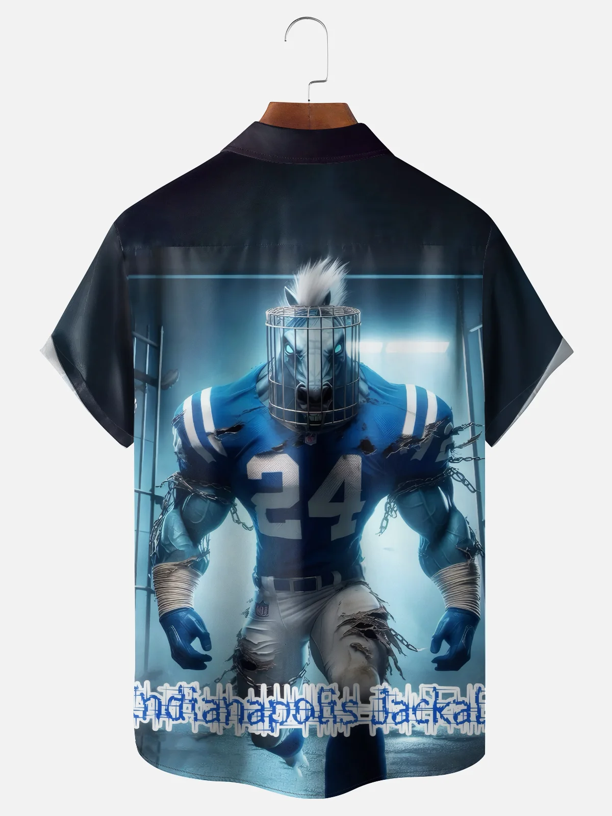 Moisture-wicking American Football Indianapolis Art Ponies Chest Pocket Casual Shirt