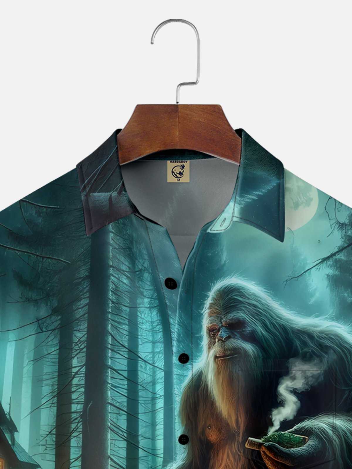 Moisture-wicking Halloween Bigfoot Pumpkin Art Chest Pocket Casual Shirt