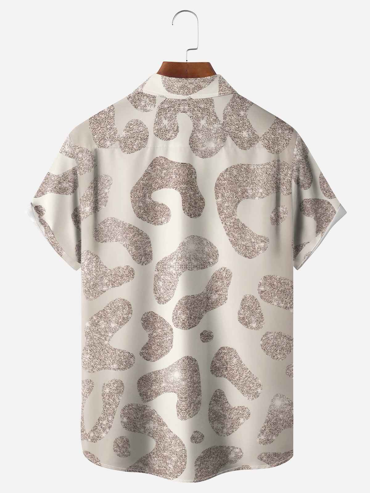 Moisture-wicking Glitter Leopard Party Art Chest Pocket Casual Shirt