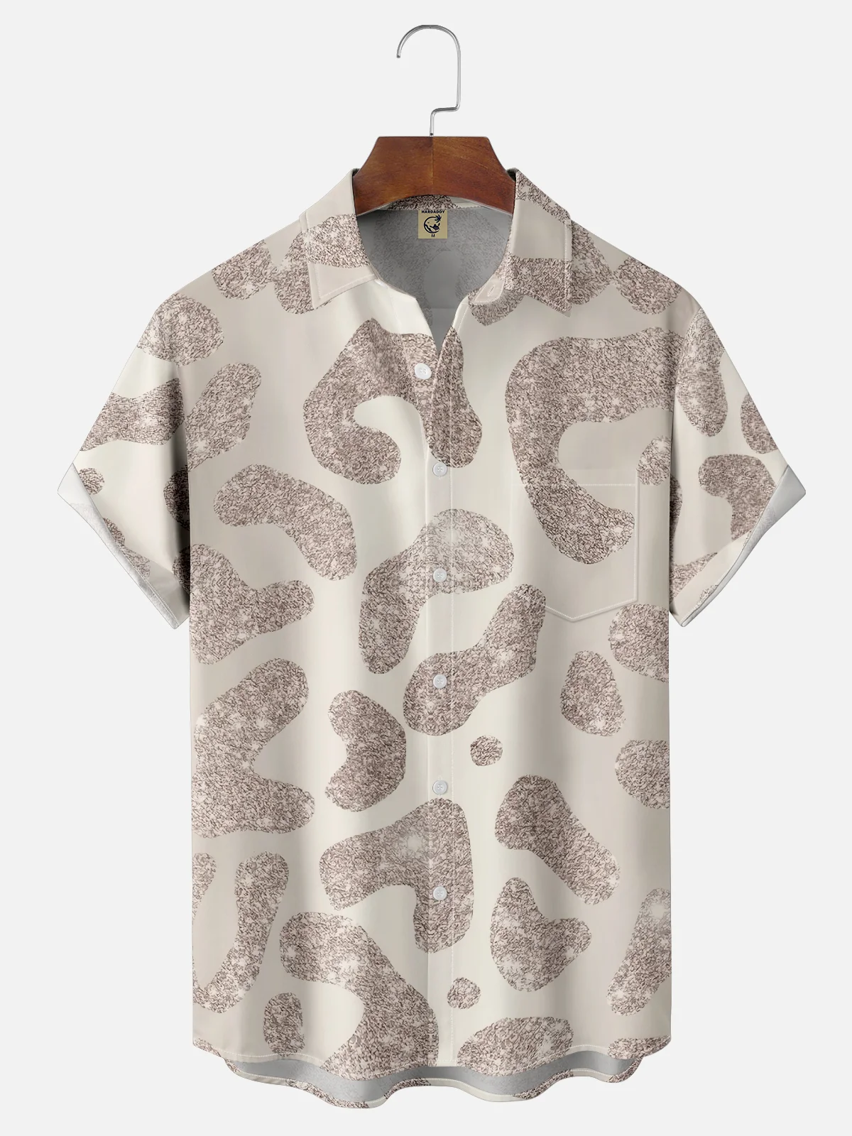Moisture-wicking Glitter Leopard Party Art Chest Pocket Casual Shirt