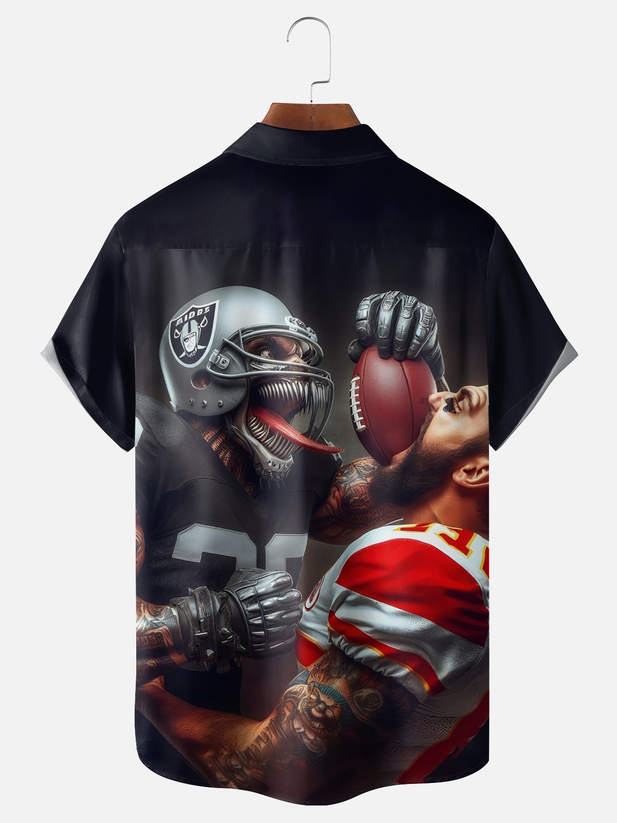 Moisture-wicking American Football Las Vegas Art Fun Raiders Chest Pocket Casual Shirt