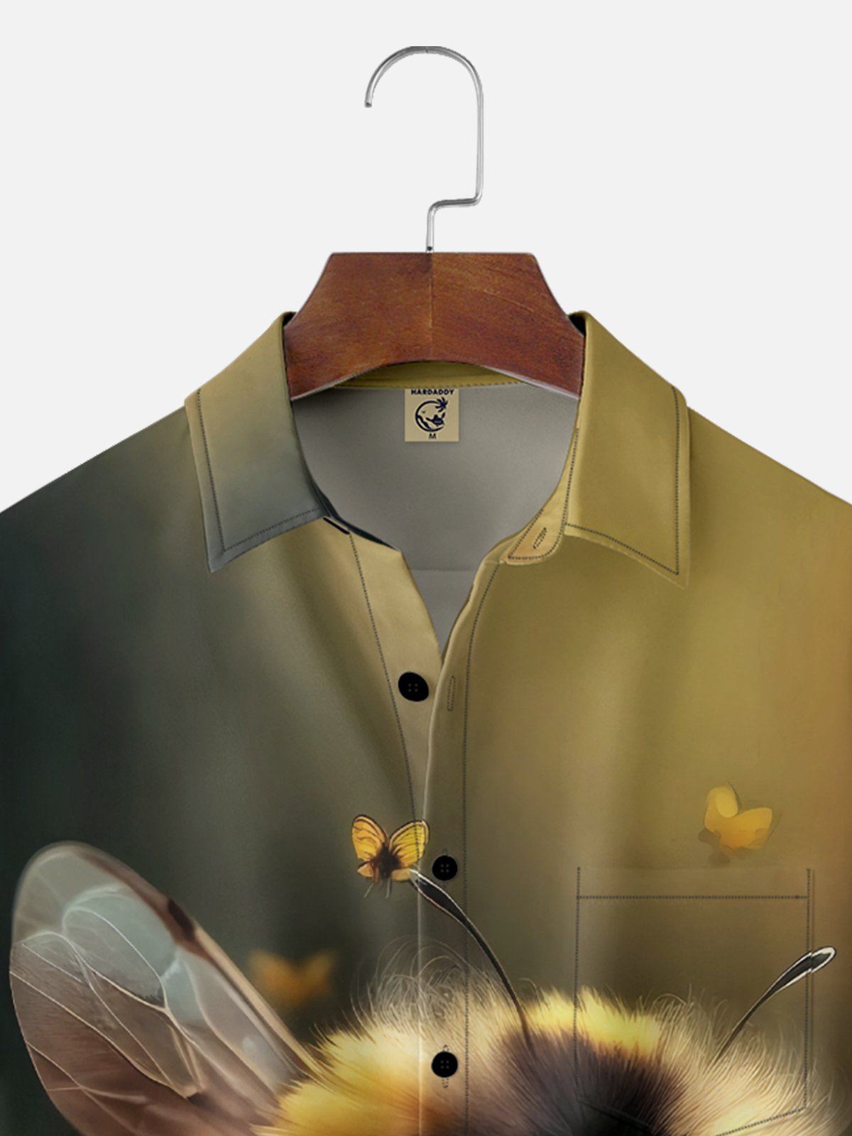 Moisture-wicking Fun Bee Cat Funny Chest Pocket Casual Shirt