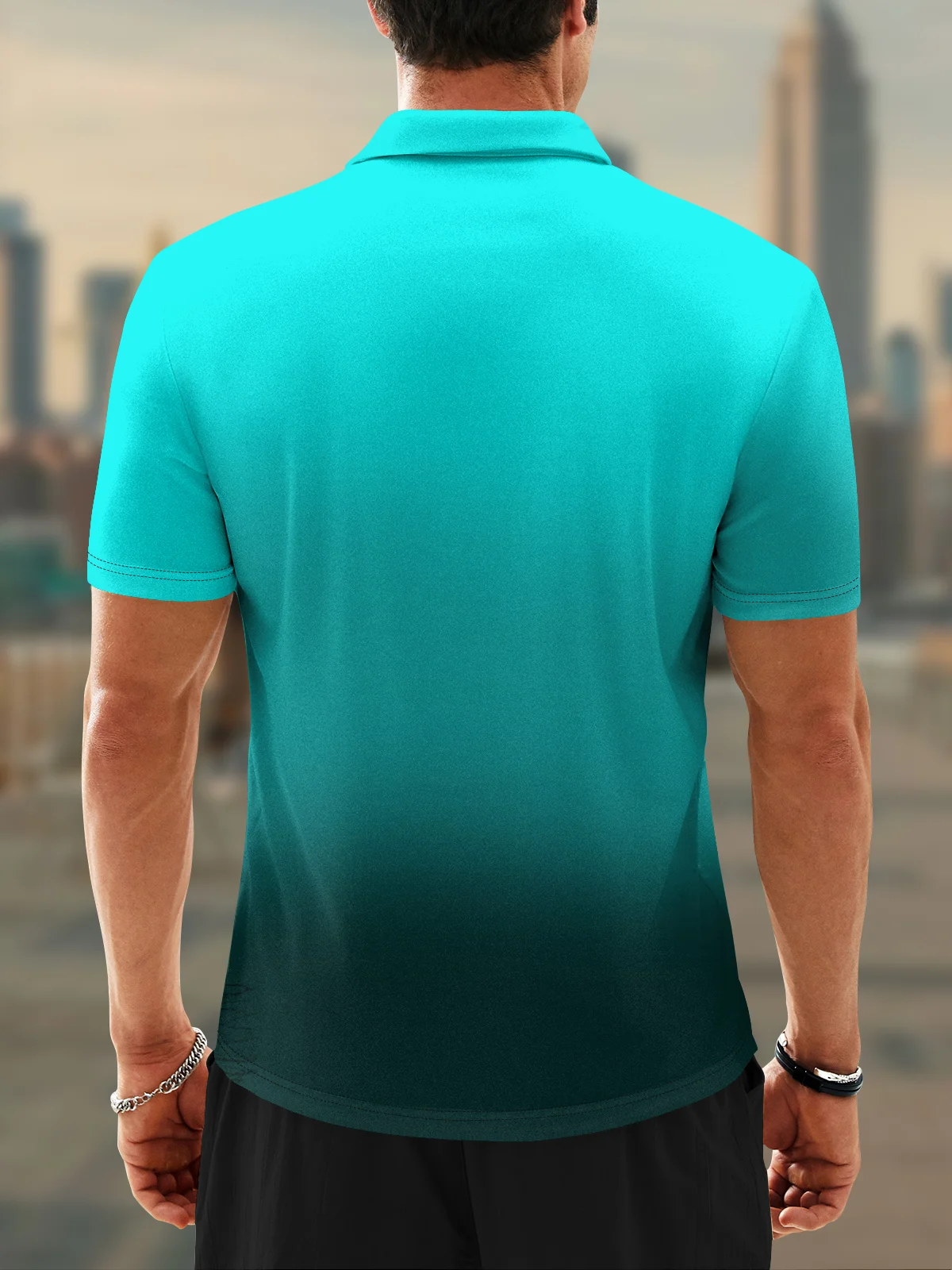 Moisture-Wicking 3D Ombre Coconut Tree Short Sleeve Golf Polo