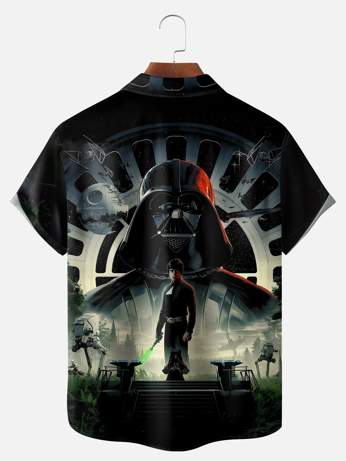 Big Size Moisture-wicking Dark Star Art Chest Pocket Casual Shirt
