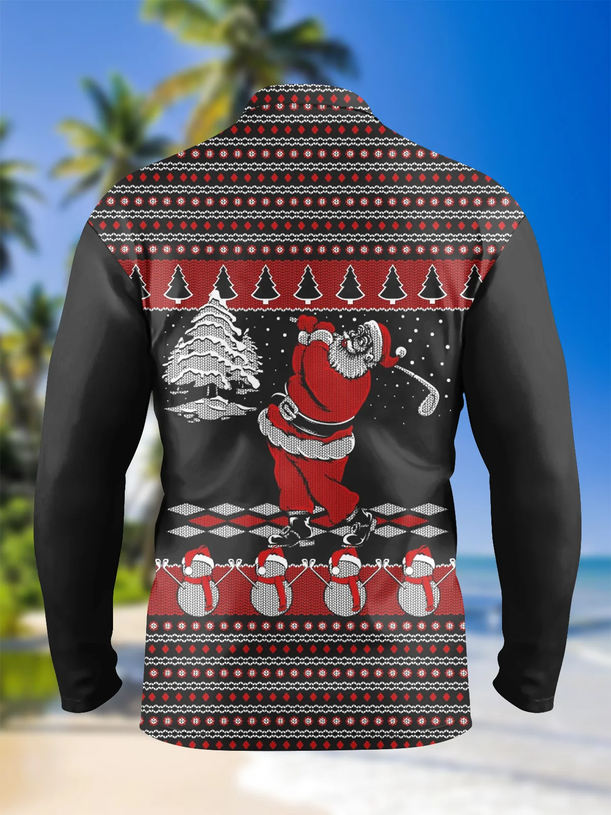 Moisture-Wicking Golf Santa Claus Long Sleeve Golf Polo