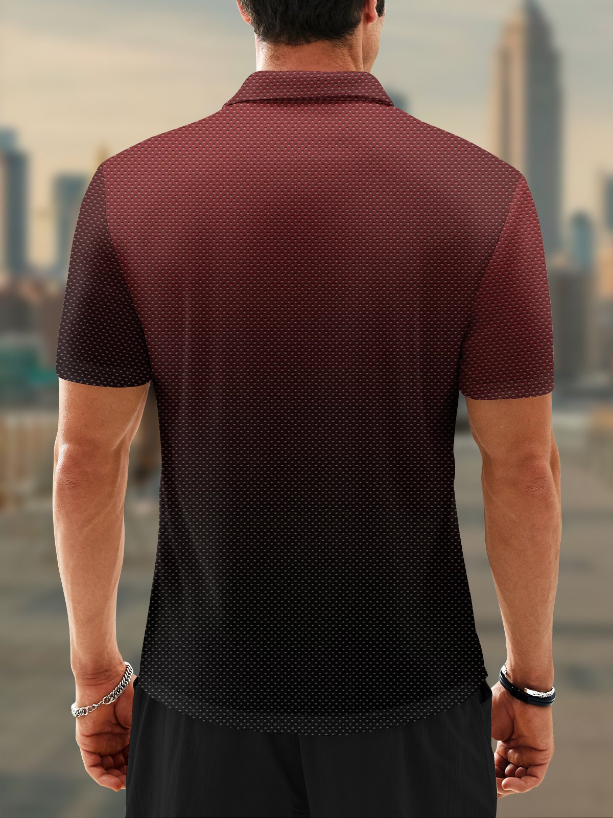 Moisture-Wicking 3D Gradient Abstract Polka Dot Short Sleeve Golf Polo