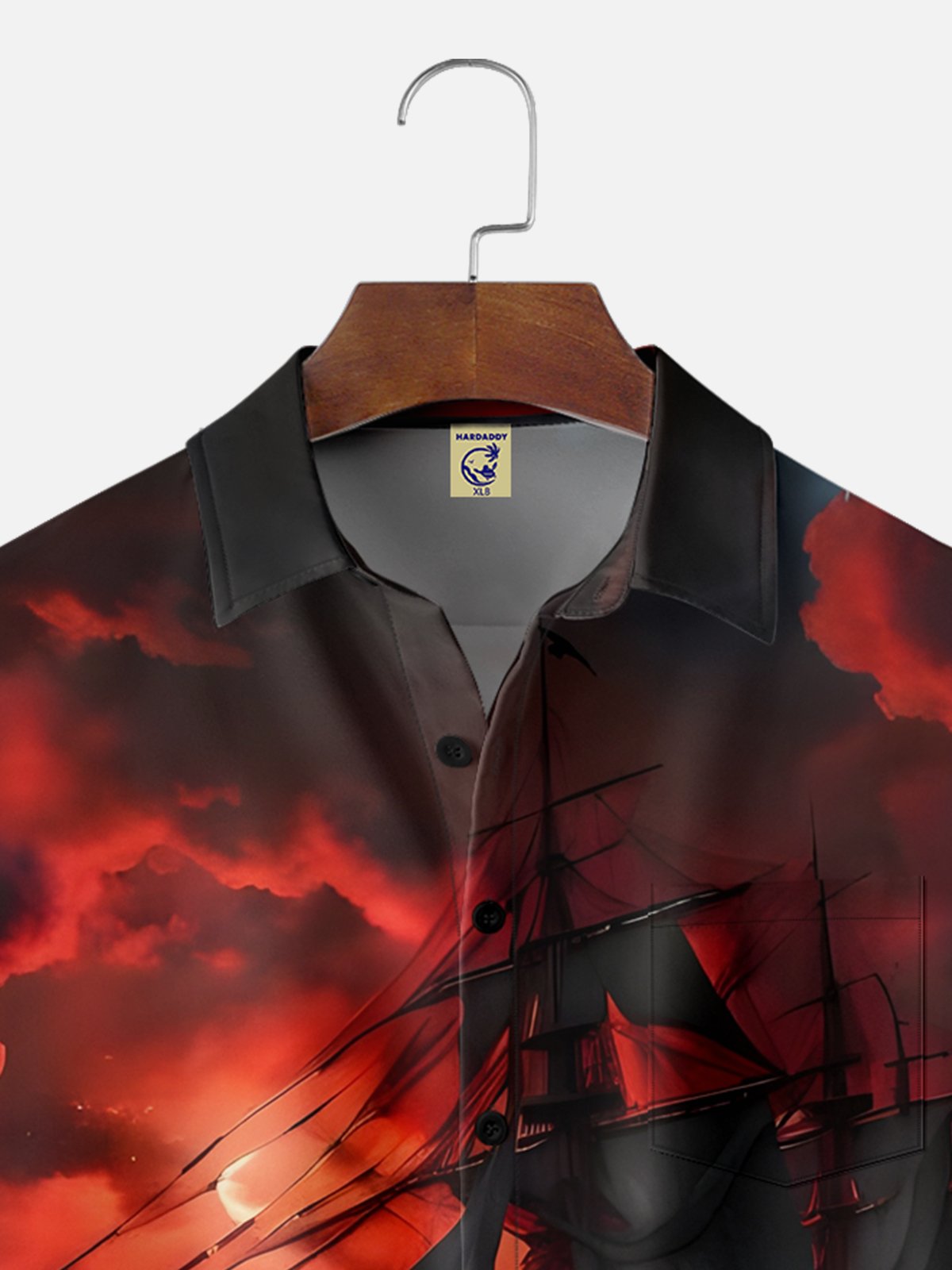 Big Size Moisture-wicking Pirate Ship Chest Pocket Casual Shirt