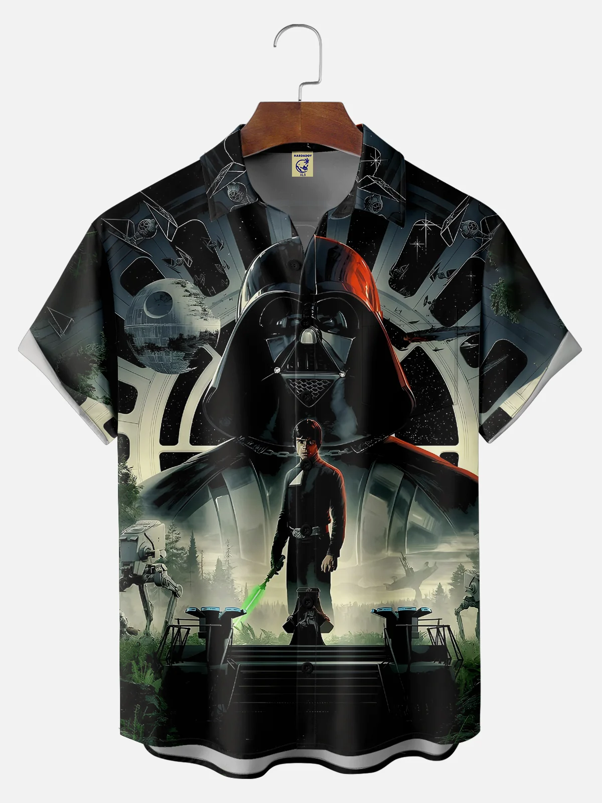 Big Size Moisture-wicking Dark Star Art Chest Pocket Casual Shirt