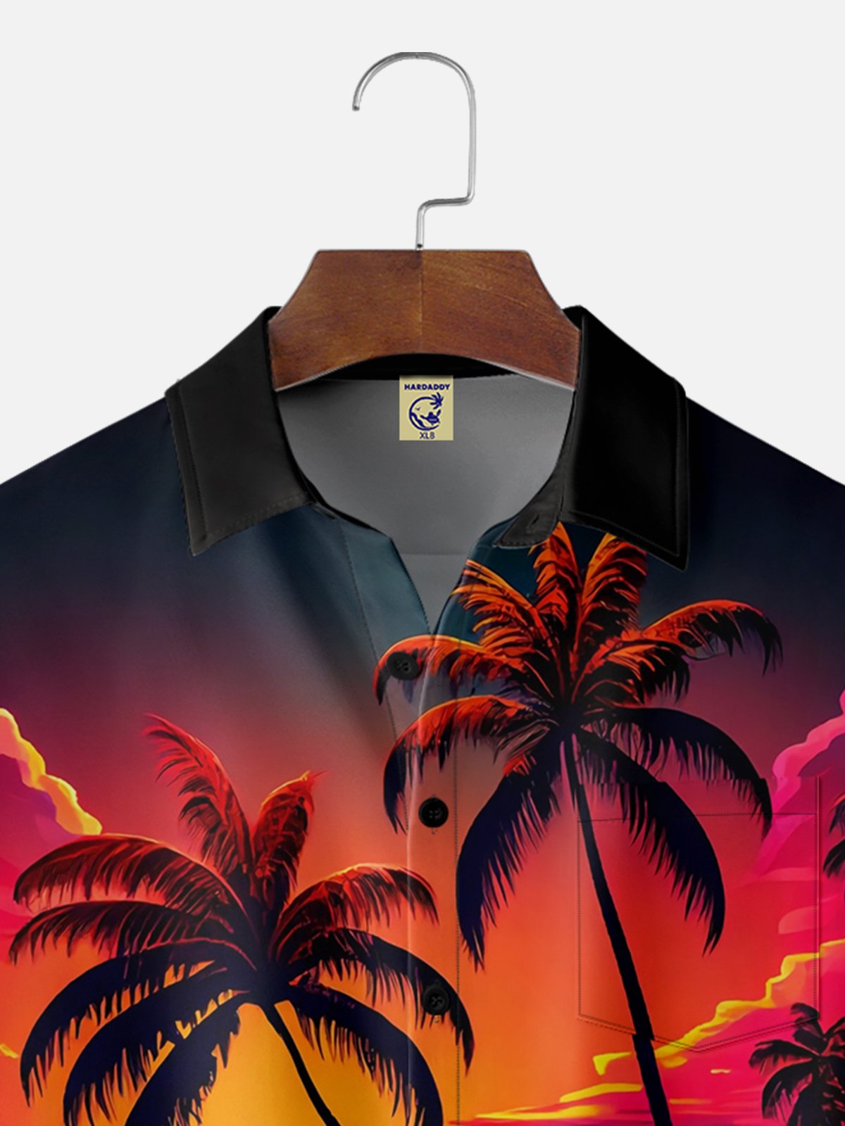 Big Size Moisture-wicking Coconut Palm Tree Beach Chest Pocket Hawaiian Shirt